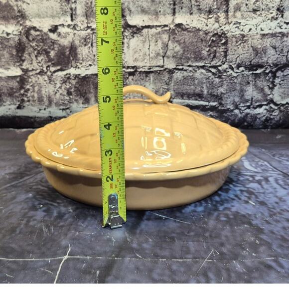 Vintage Ceramic Pied Dish Holder basket-weave lid - Picture 6 of 6